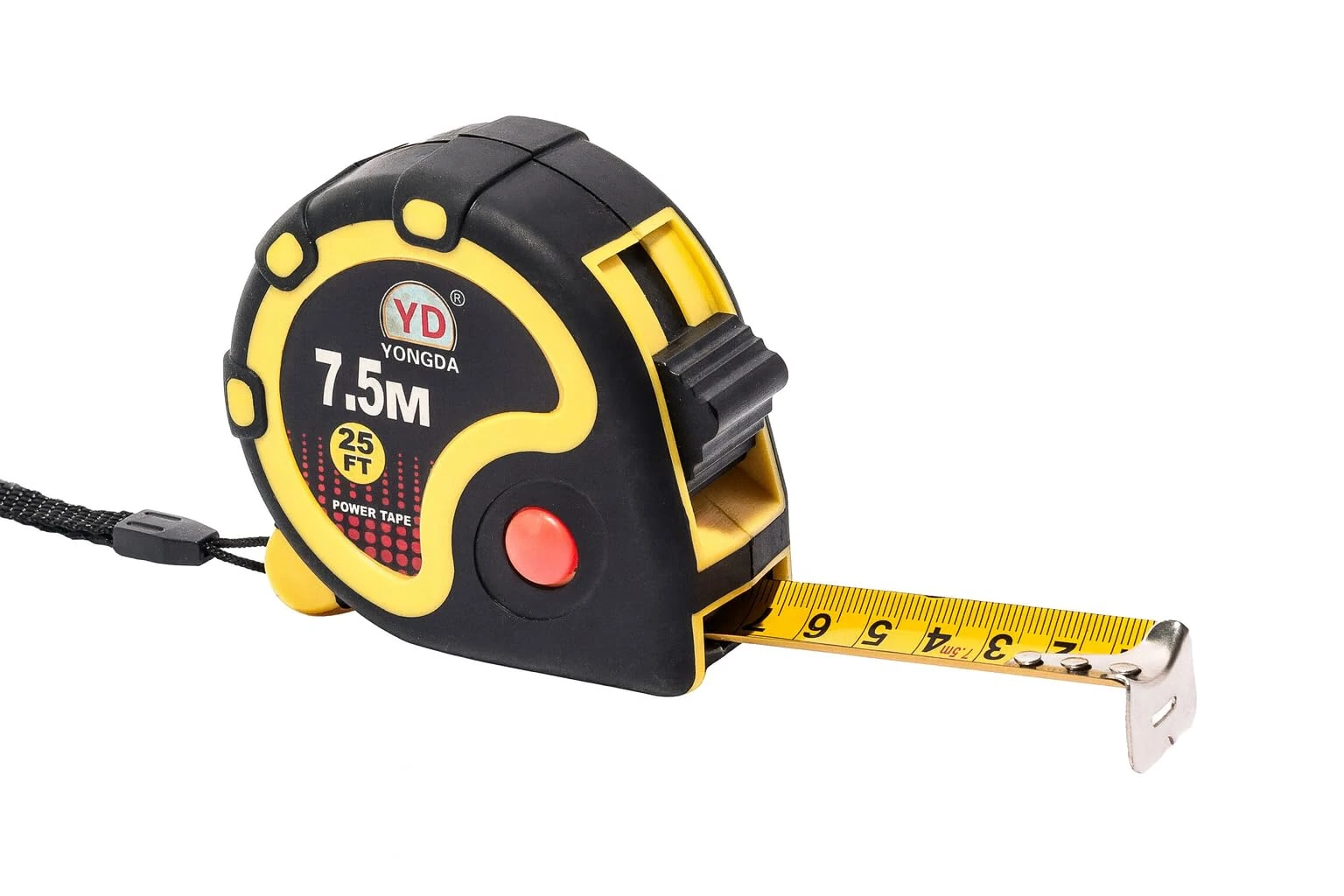 Heavy-Duty 7.5m / 25ft Tape Measure - Dual Metric and Imperial measurements, Retractable, Thumb lock, Belt clip, Wrist strap, Shock Protection. Built for Accuracy, Comfort and Durability.