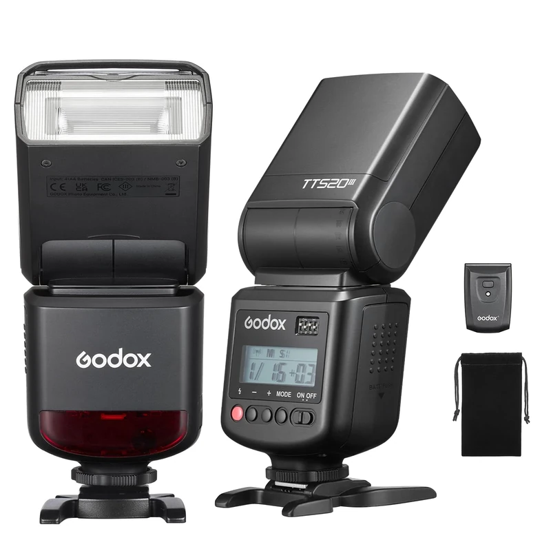 Godox TT520III On-Camera Flash Speedlite, GN 33 Flash Speedlight with RT Transmitter, S1/S2 Optical Sync, PC Sync Port for Canon/Sony/Fujifilm/Nikon/Panasonic/Olympus