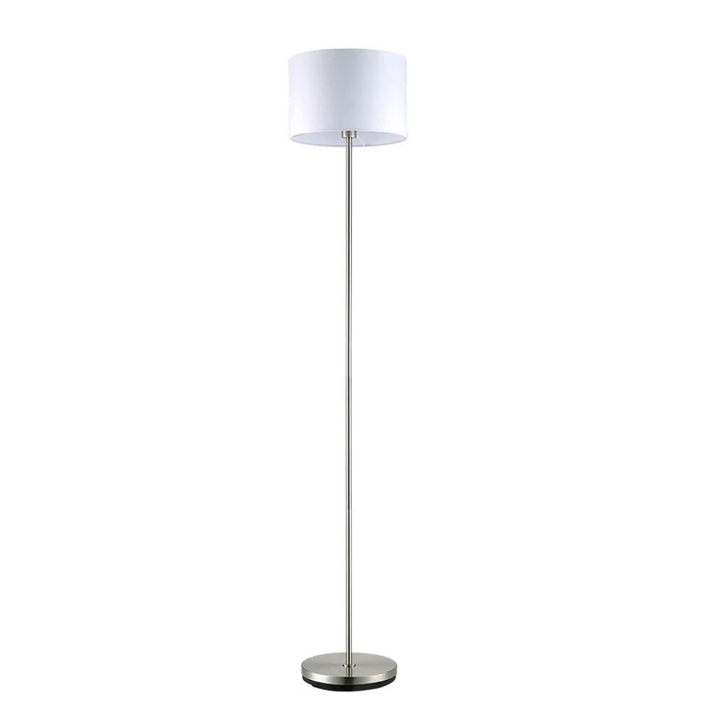 PRENDELUZ Living Room Foot with E27 lamp Holder, Nickel Finish, White lampshades, Dimensions 170x35x35cm, Ideal for Decorative Lighting.