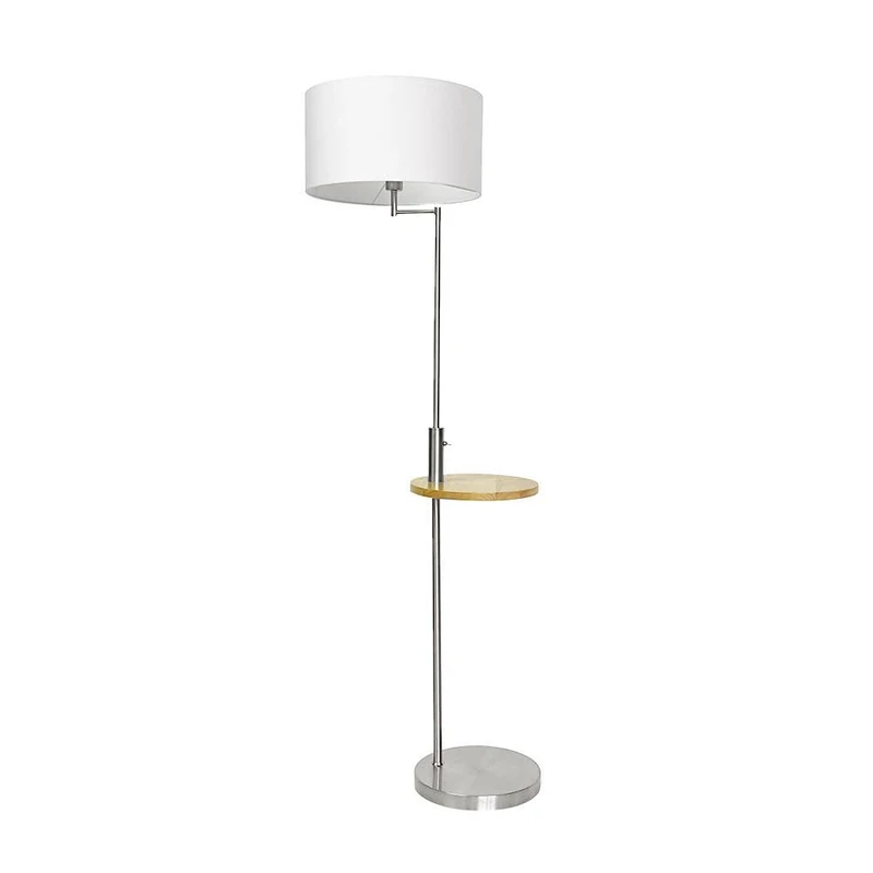PRENDELUZ Living Room Foot with Table, USB Connection, E27 Socket, Chrome and White Screen, Dimensions 164x40x40cm and 24x40x40cm, Ideal for Decoration and functionality. - Image 1