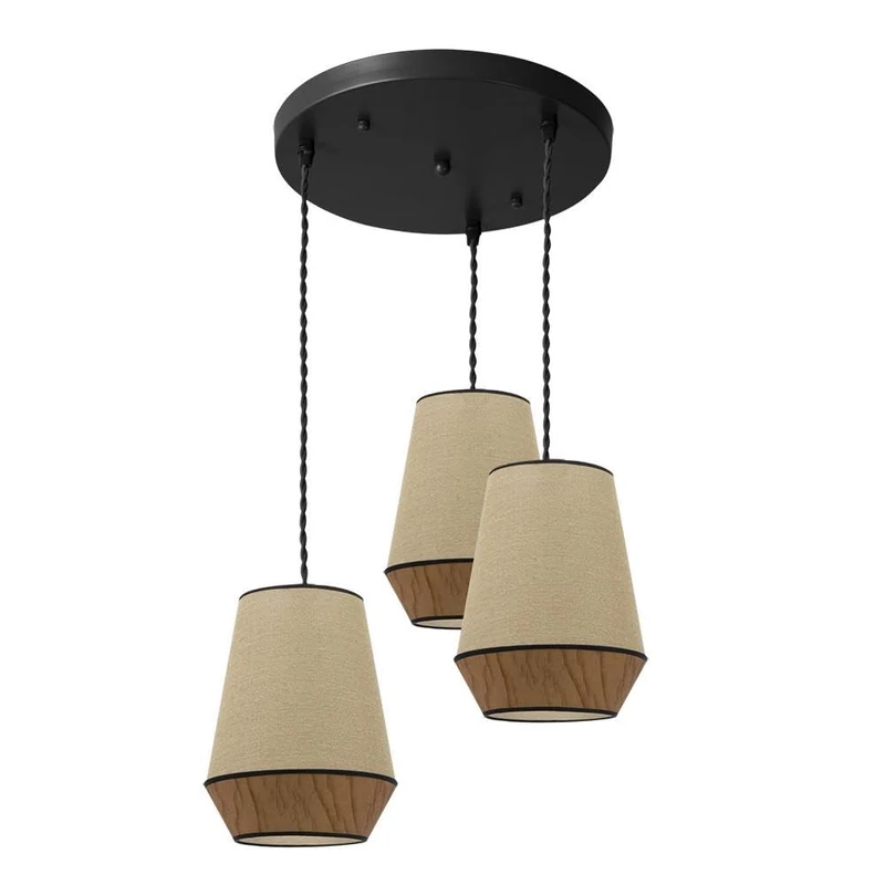 PRENDELUZ Campana 3 x E27 Ceiling Light, Size 36 x 36 cm, Brown, Ideal for Interior Lighting and Decoration. - Image 1