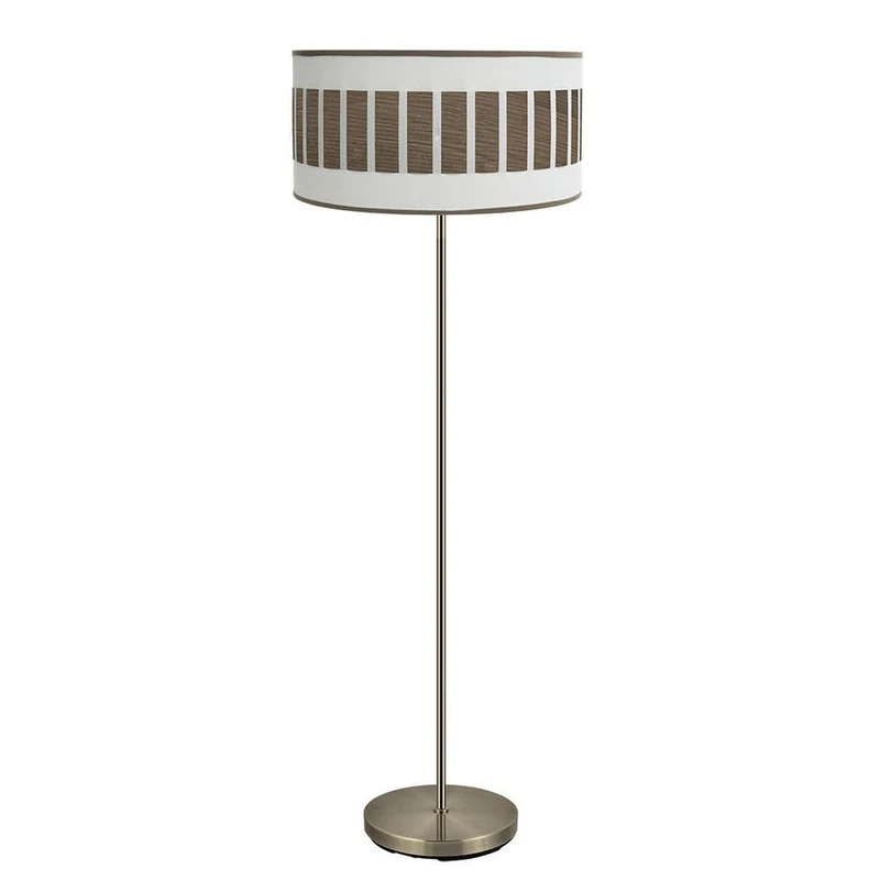 PRENDELUZ Living room footstool 1xe27, white leather and dark wood, 163x40x40cm, ideal for decorating and providing comfort in rest spaces.