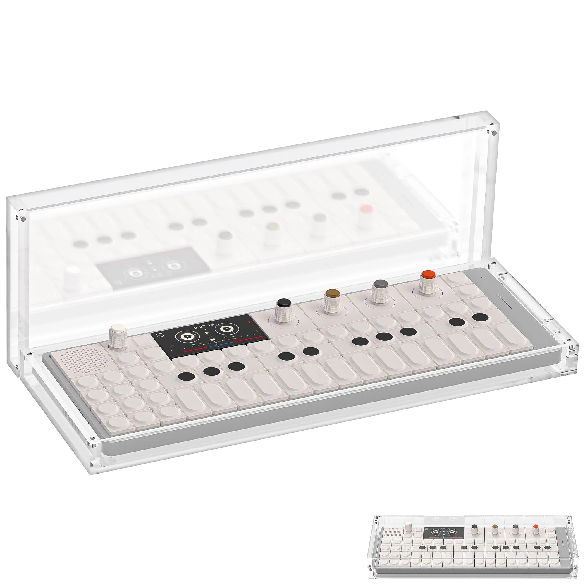 Geekria Synthesizer Clear Acrylic Case Protector, Magnetic Closing Dust Cover, Compatible with Teenage Engineering OP-1 Field/OP-XY Portable Synthesizer (Clear)