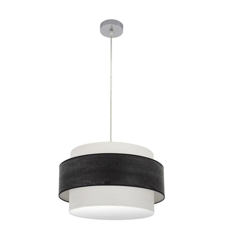 PRENDELUZ Pendant in Chrome and Black Wood, 2xE27, Measures 50x50cm, Ideal for Lighting Modern and Decorative Spaces.
