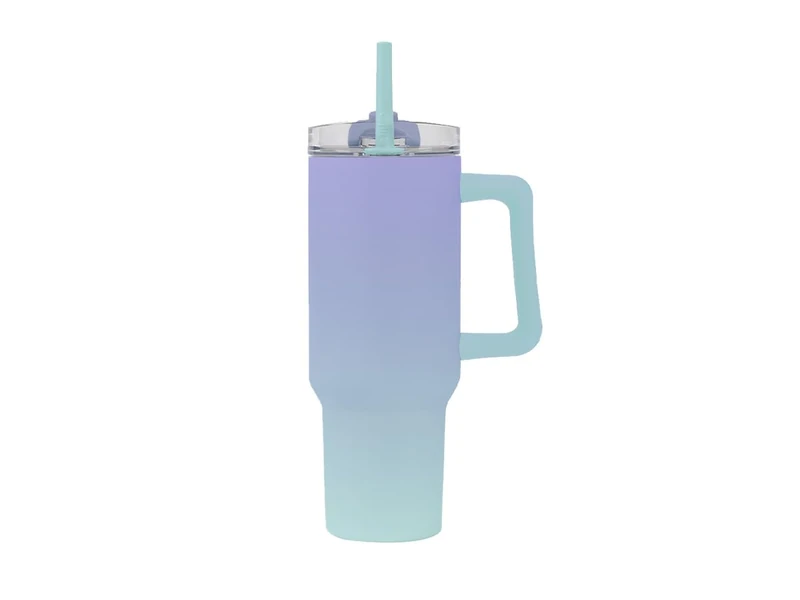 IDRINK - Travel Tumbler Insulated Water Bottle 1.2 Litre with Handle and Straw (Lilac/Watergreen)