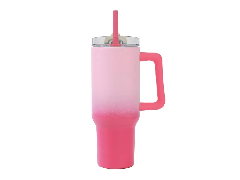 IDRINK - Travel Tumbler Insulated Water Bottle 1.2 Litre with Handle and Straw (Rosa Forte)
