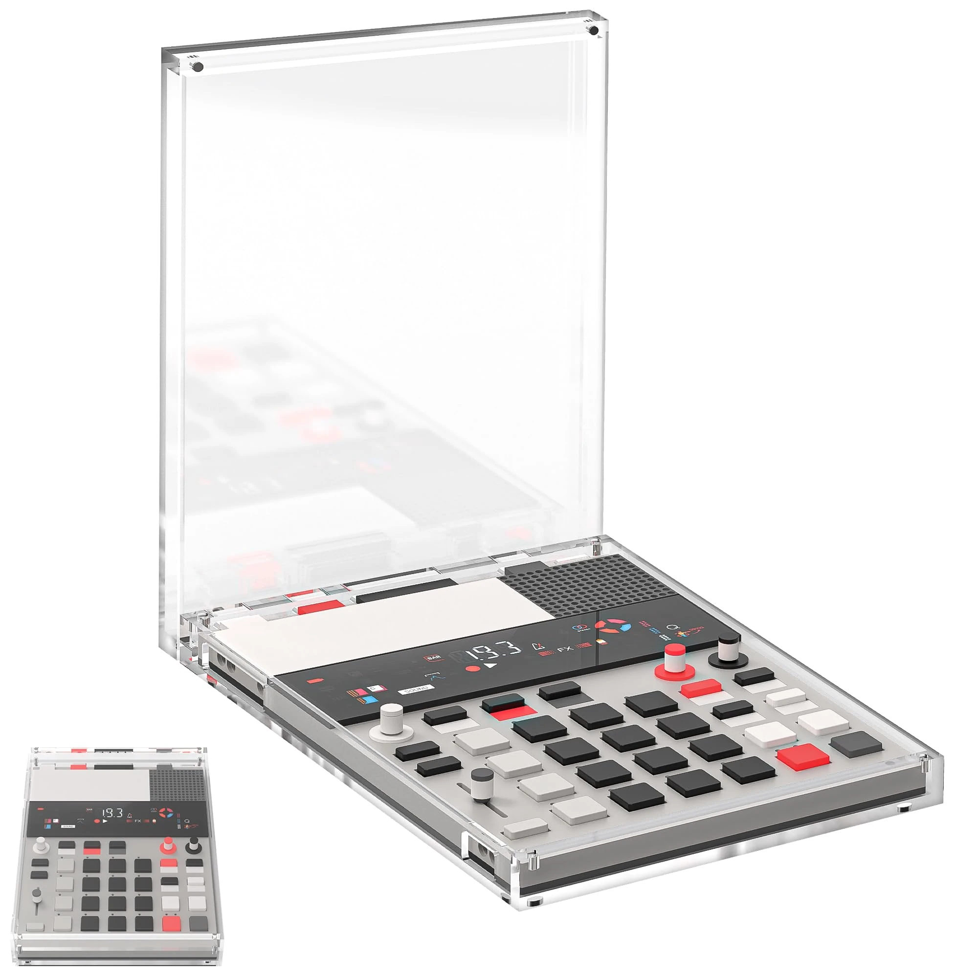 Geekria Audio Samplers Clear Acrylic Case Protector, Magnetic Closing Dust Cover, Compatible with Teenage Engineering EP-133 K.O. II/EP-40 Riddim Reggae/EP-1320 Medieval Sampler (Clear)