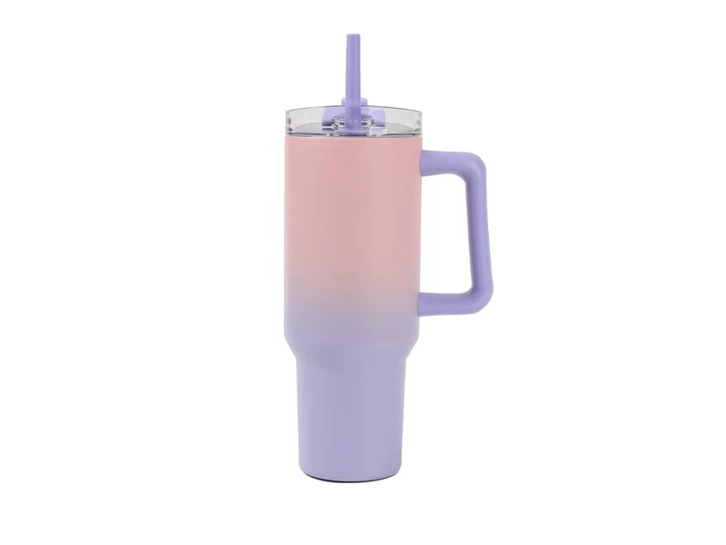IDRINK - Travel Tumbler Insulated Water Bottle, 1.2 Litre with Handle and Straw (Pink/Lilac)