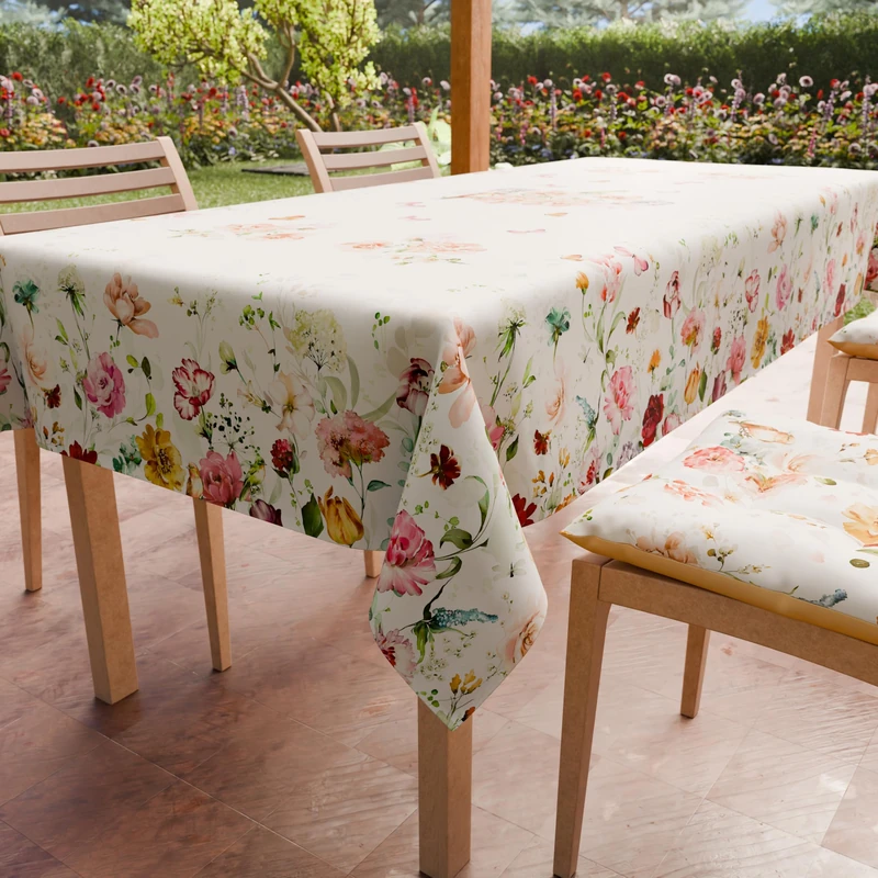 PETTI Artigiani Italiani - Stain Resistant Rectangular Tablecloth Kitchen Floral Design 06 x 24 Seater (140 x 450 cm) 100% Made in Italy