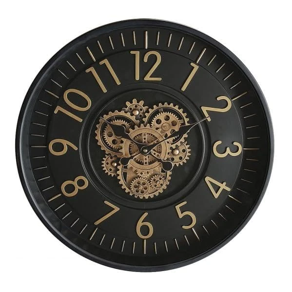 VoltShine Lacio Wall Clock in Elegant Gold and Black, Estandar