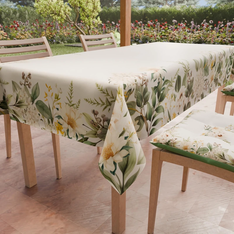 PETTI Artigiani Italiani - Stain Resistant Rectangular Tablecloth for Kitchen Botanical Design (140 x 300 cm) 100% Made in Italy