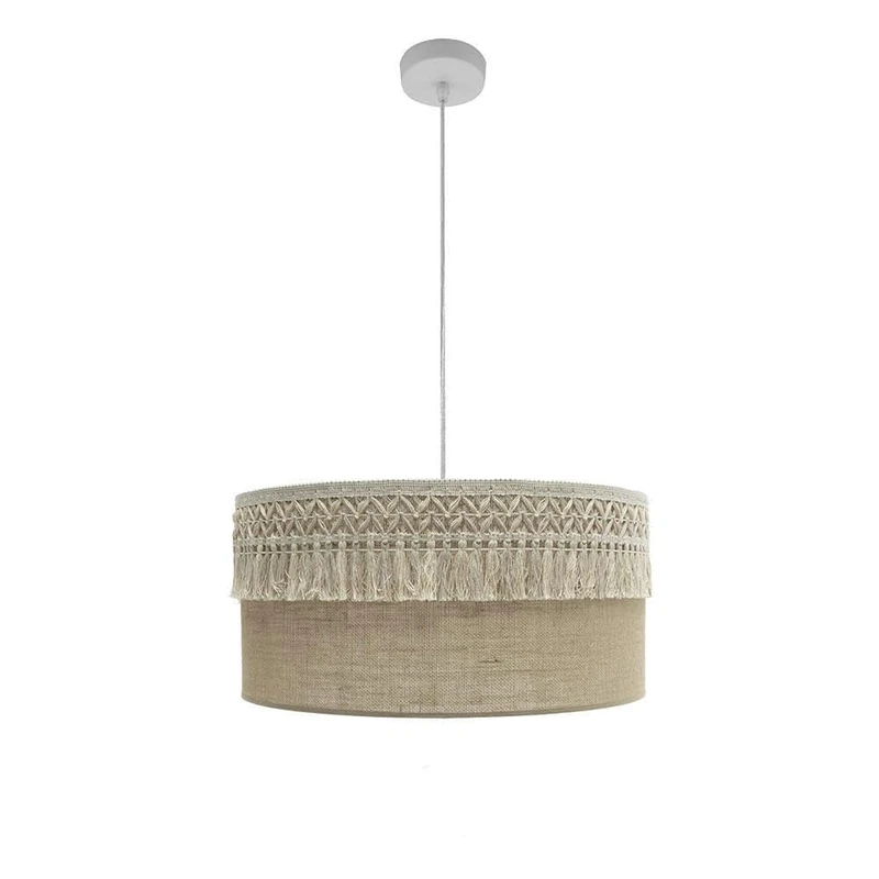 PRENDELUZ Pendant Light 2xe27 White with Trim, Dimensions Regx50x50 cm, Ideal for Decorating and Illuminating Home Spaces. - Image 1