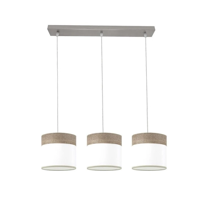 PRENDELUZ 3 Socket E27 Socket Socket Socket in Nickel and White with Grey Wood, Dimensions 60x16 cm, Ideal for Decorative Lighting.