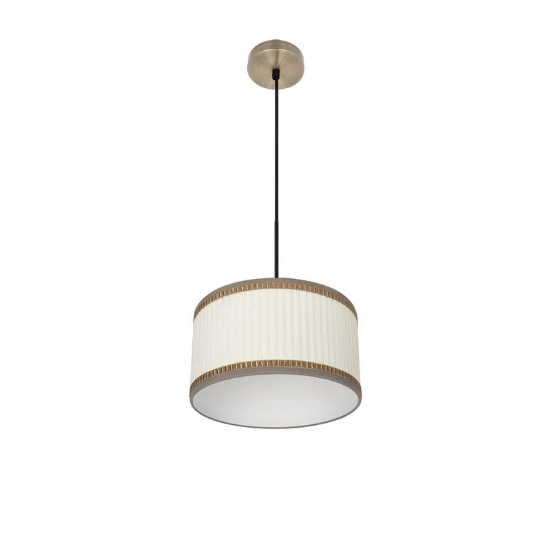 PRENDELUZ Pendant Light E27, Beige Leather, Dimensions 30x30 cm, Ideal for Decorating and Atmosphere Indoor Spaces.