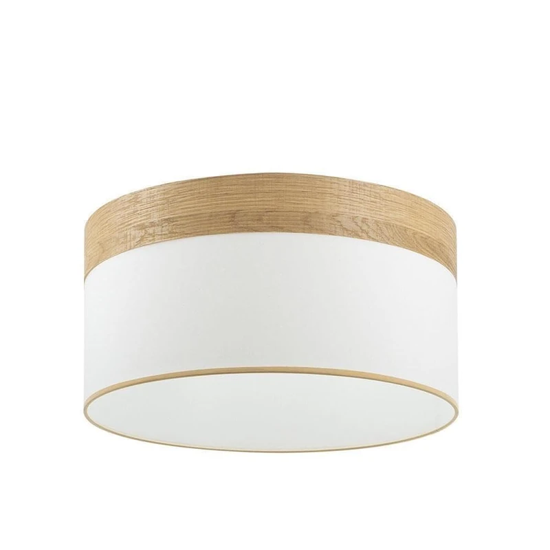 PRENDELUZ Hanging Lampshade 50x50x22cm, Diffuser Included, White and Light Wood Design, Ideal for Illuminating and Decorating Spaces.