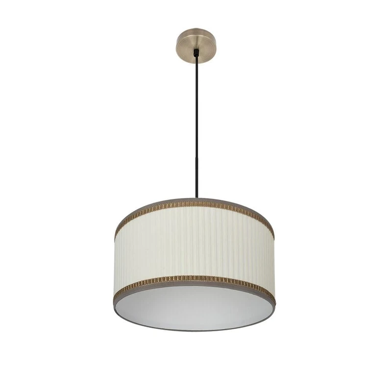 PRENDELUZ Beige Leather Pendant with E27 lamp Holder, Dimensions 40x40 cm, Ideal for Decorative Lighting and Modern environments. - Image 1