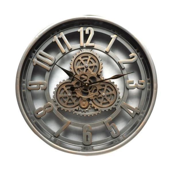 VoltShine Wall Clock 50x50x7 cm with Moving Gears, Estandar
