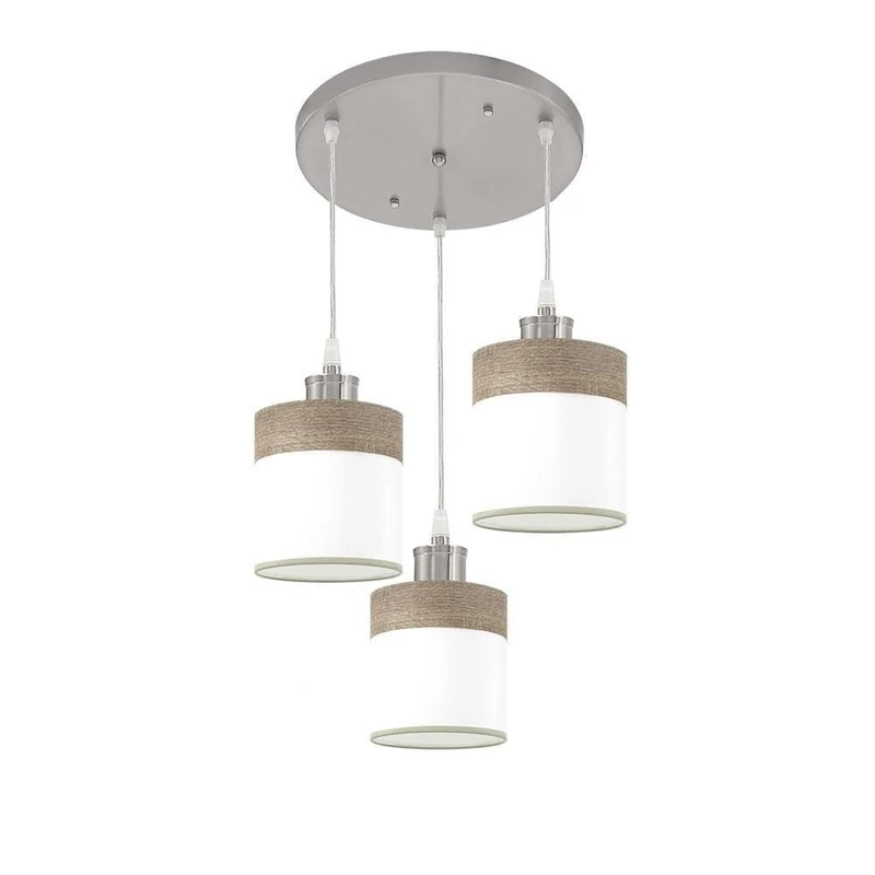 PRENDELUZ Ceiling Light 3xe27, Nickel/White Finish and Gray Wood, Dimensions 42x42cm, Ideal for Lighting Modern Spaces. - Image 1