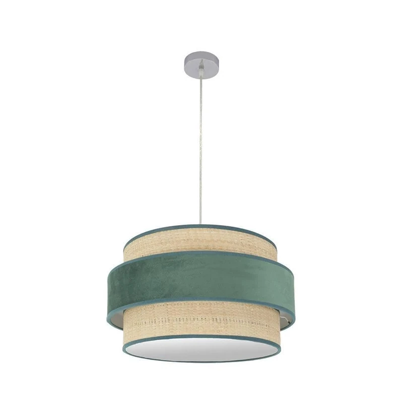 PRENDELUZ Pendant 2xE27 Chrome/Natural-Green 50x50cm - Decorative Lighting for Modern Homes and Spaces. - Image 1