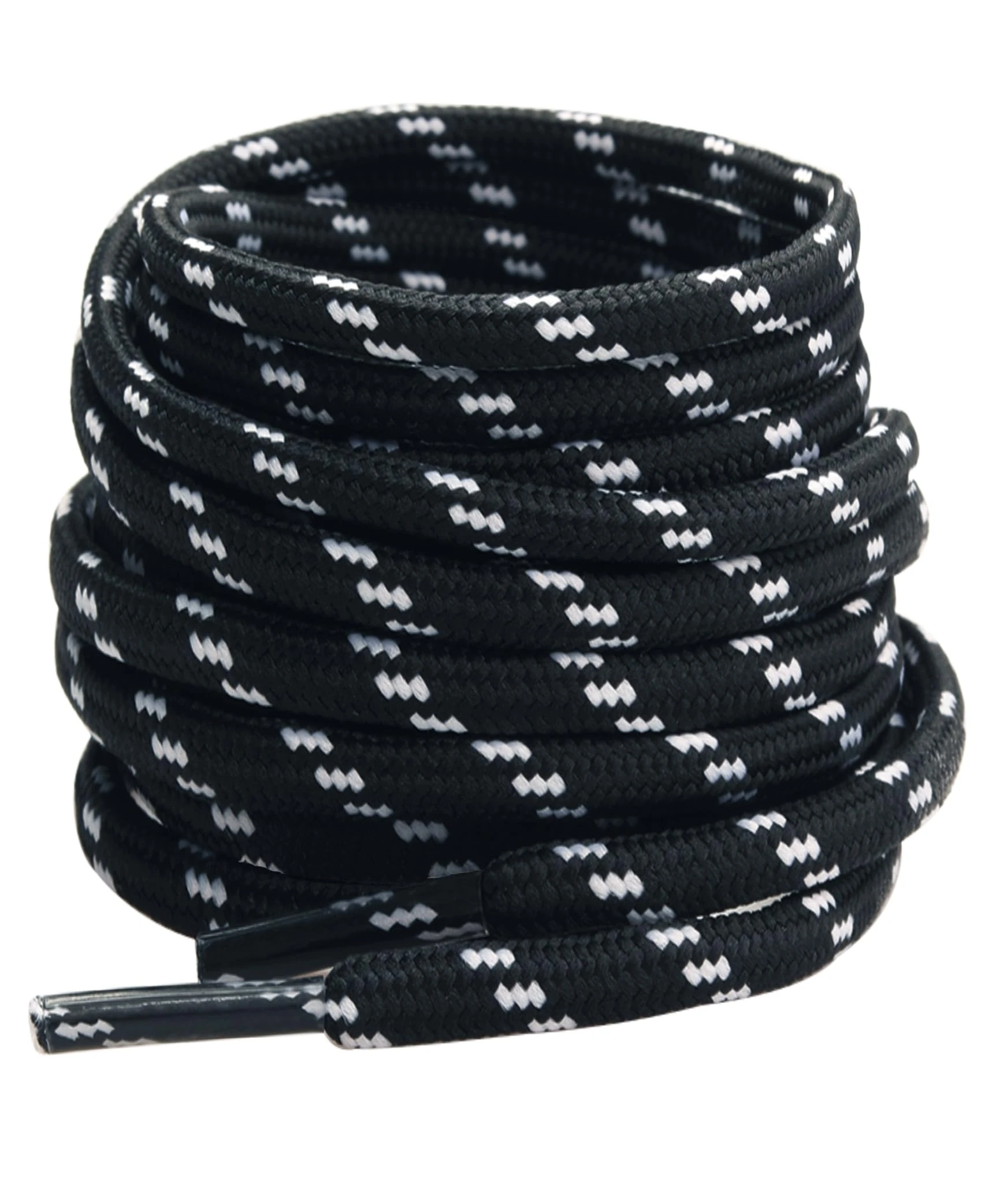 Gendewiner 1 Pair Black/White Stripe100/120/140/160cm Long Round Boots Shoelace Hiking Boots Shoe Laces Replacements for School Football Trainer Laces