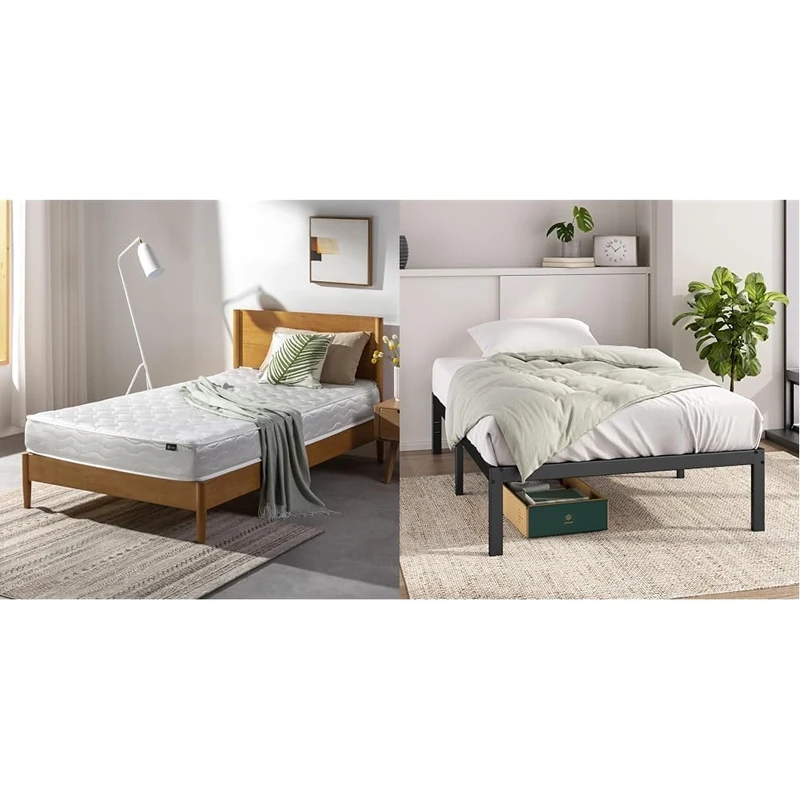 ZINUS - 3FT6 Single Bed and Mattress Included - 90x190 cm - Durable Bed & Mattress Sets for Cosy Spaces - Stylish Beds for Daily Use - Comfortable Single Bed for Restful Nights - Fast & Easy Assembly