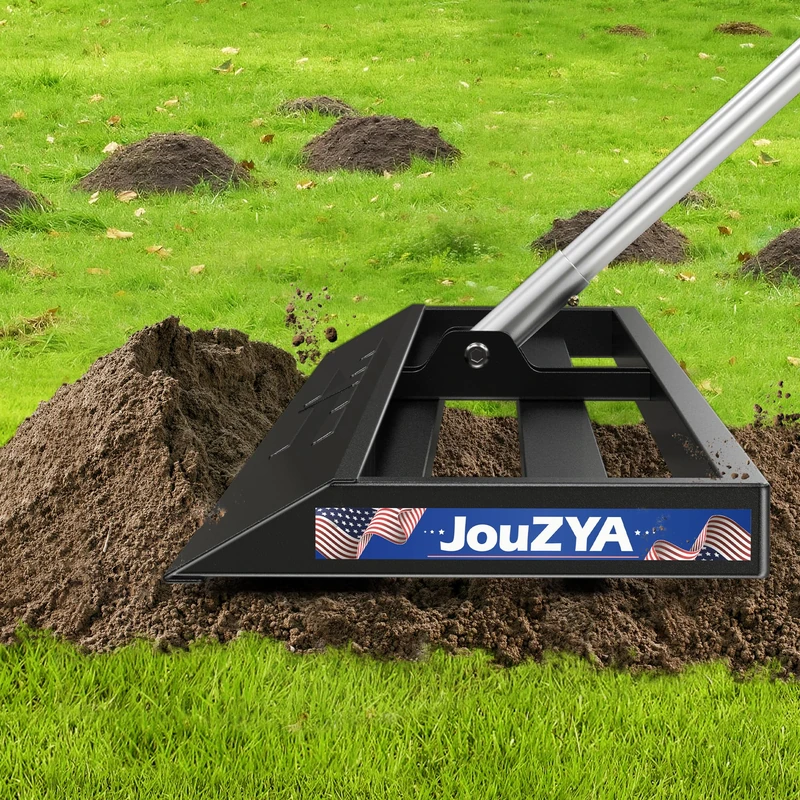 JouZYA Lawn Leveling Rake 30x10 inch, Lawn Leveler Tool with Stainless Steel, 80" Extended Handle, Heavy-Duty for Garden, Golf Course, and Farm - Image 1