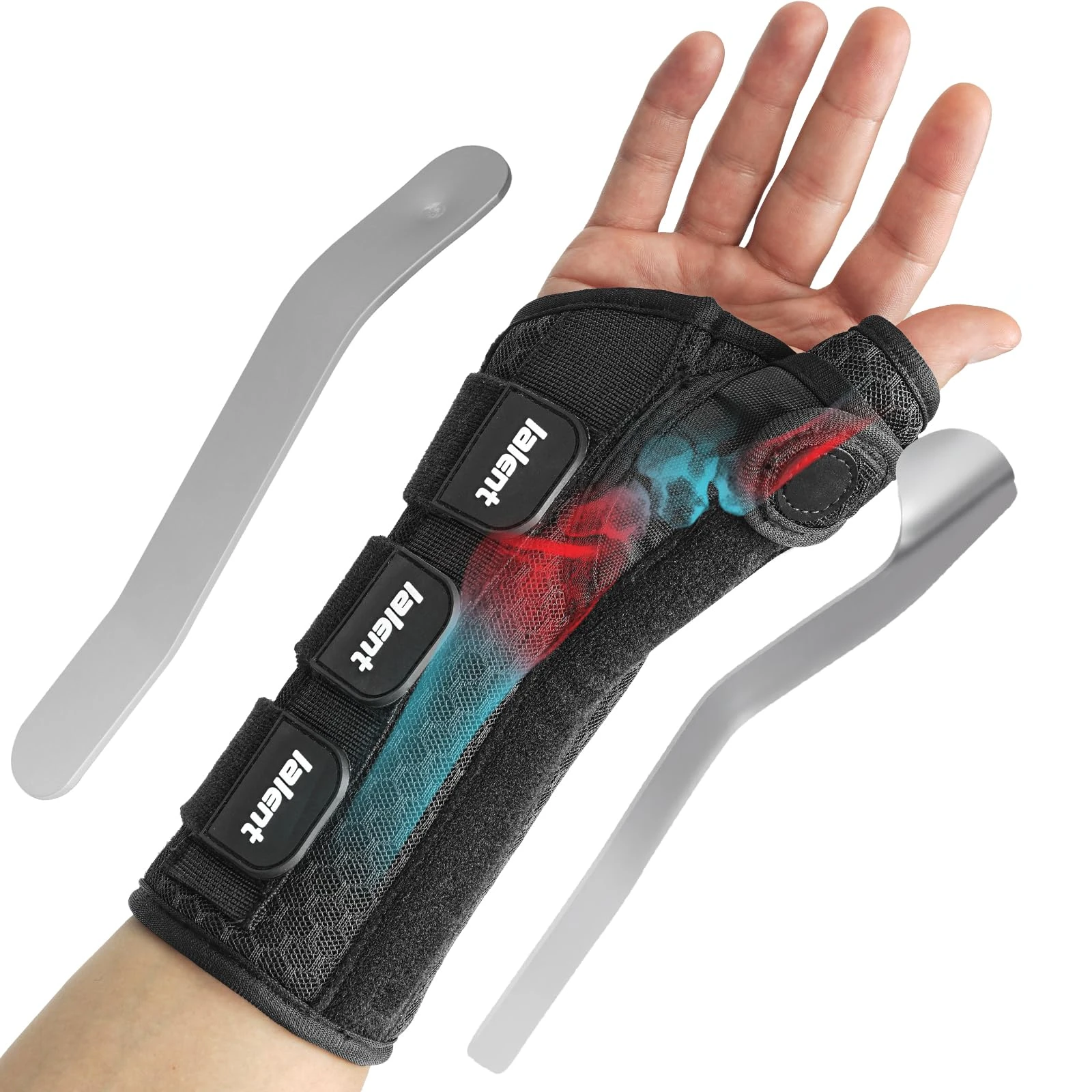 Lalent Wrist Support Brace with Metal Splint Thumb Support for Carpal Tunnel Arthritis Tendonitis Sprains, Wrist Splint for Trigger Thumb, Fit both Women and Men (Left Hand, S/M)
