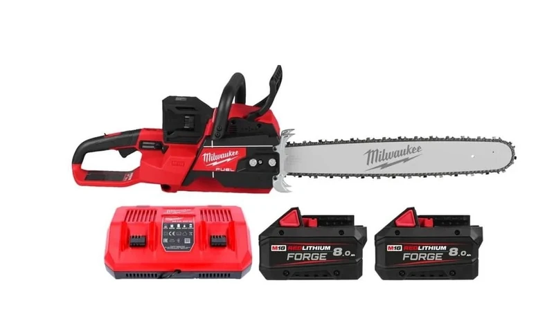 Milwaukee M18F2CHS50-802 18V Fuel Cordless Brushless Dual Battery Rear Handle Chainsaw 50 cm with 2 x 8.0Ah Batteries & Charger