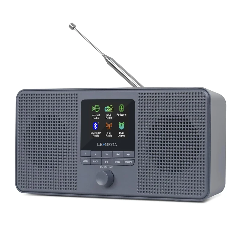 LEMEGA IR4S Stereo WIFI Internet Radio,Portable DAB/DAB+/FM Digital Radio,Spotify Connect,Bluetooth Speaker,Dual Alarms Clock,60 Presets,Headphone-Output,Batteries or Mains Powered -Charcoal