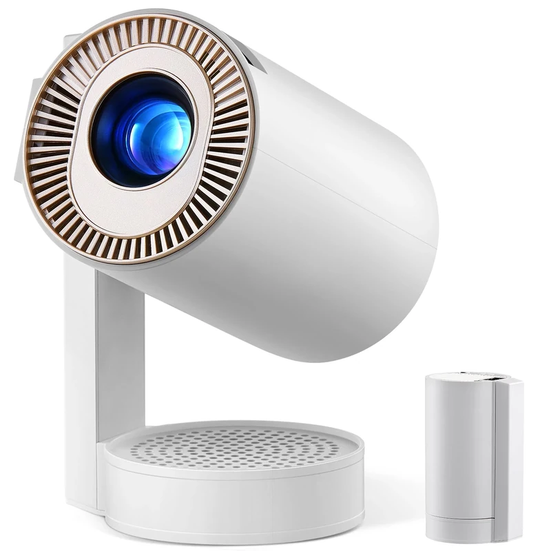 [Built-in Apps & Android 13.0] Mini Projector 1080P 4K Support, WiFi6 & BT5.0 Portable Projector, Auto Keystone, 360° Rotatable Movie Projector Compatible for iOS/Android/TV Stick/HDMI/USB, Glod