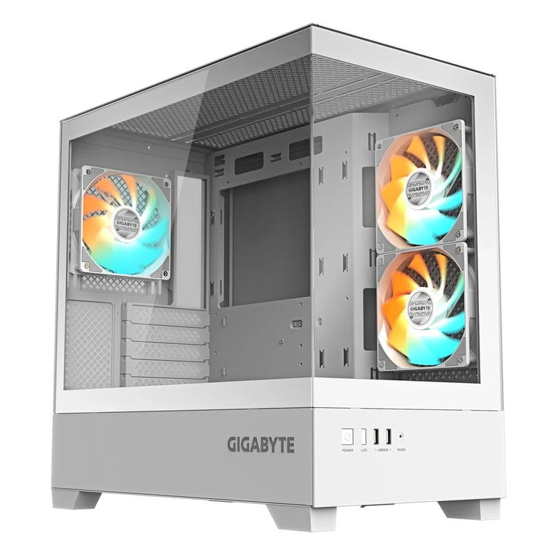 GIGABYTE C201 PANORAMIC ICE PC Case - Mid Tower, m-ATX, 360mm radiator support, 3 Pre-installed Fans, USB 3.0, Support RGB Fusion