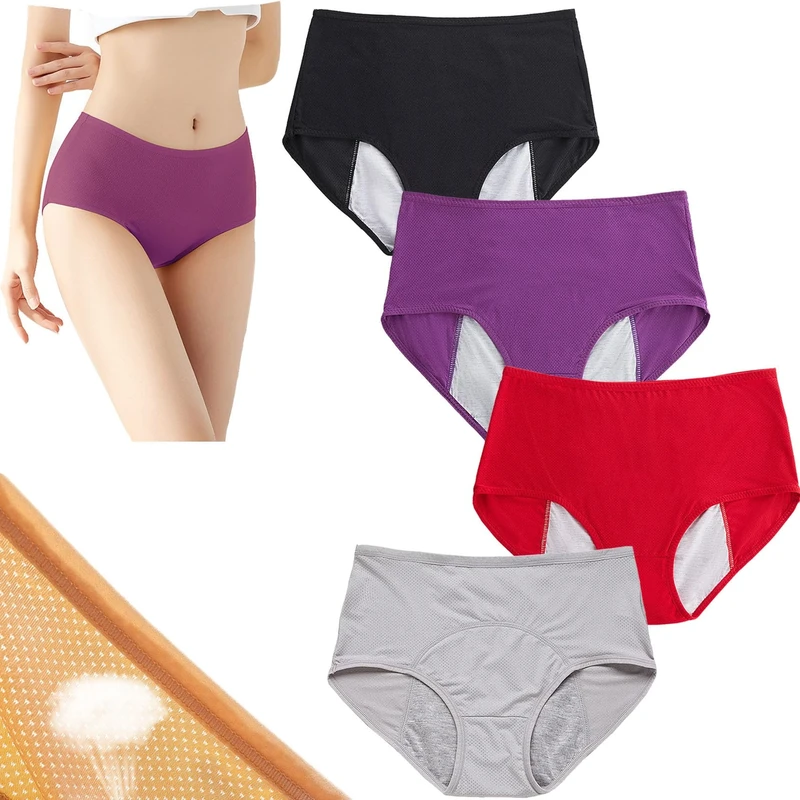 HDSDVNON Duares Zeroleak Women’s Protective Underwear - Leak-Resistant Technology With Odor Control, Moisture-Wicking Comfort Fit Briefs(4 Pcs E,M)