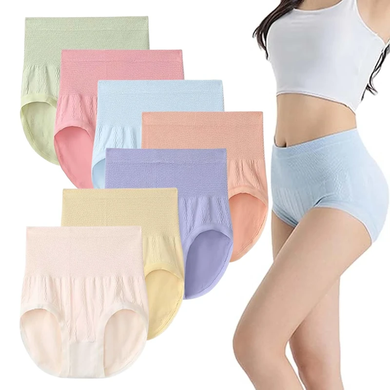HDSDVNON Women’s High-Waist Leak-Resistant Briefs - Tummy Control Underwear With Lifting Support, Seamless Contouring & Moisture-Wicking Comfort(7pcs,L)