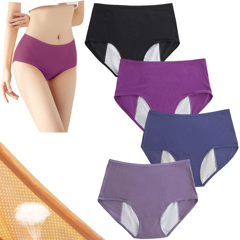 HDSDVNON Duares Zeroleak Women’s Protective Underwear - Leak-Resistant Technology With Odor Control, Moisture-Wicking Comfort Fit Briefs(4 Pcs C,M)