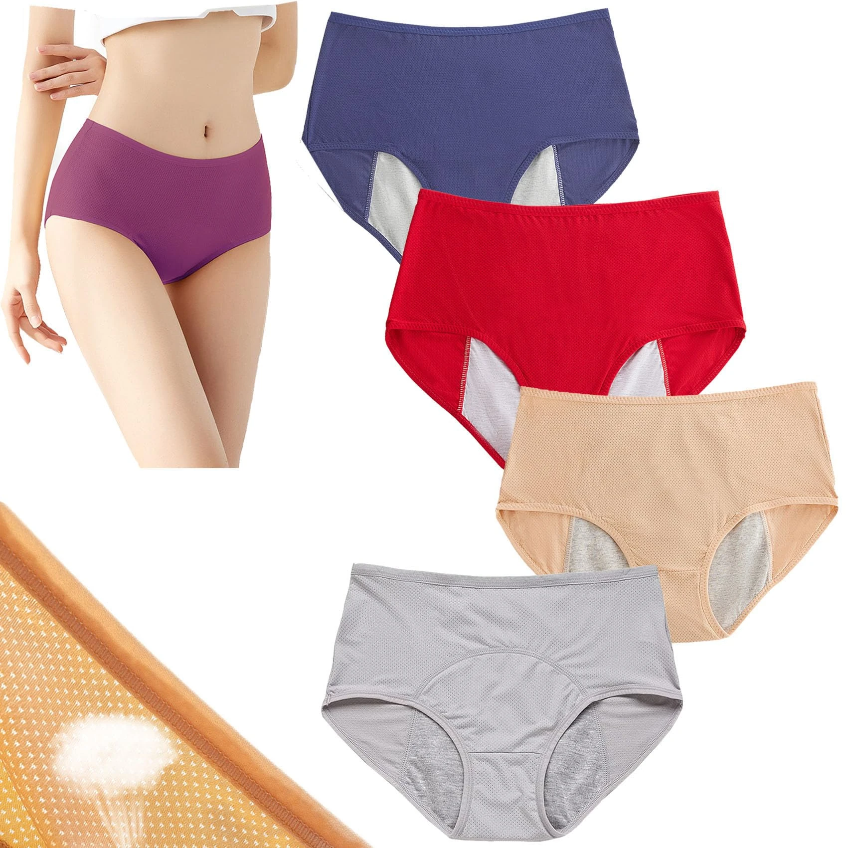 HDSDVNON Duares Zeroleak Women’s Protective Underwear - Leak-Resistant Technology With Odor Control, Moisture-Wicking Comfort Fit Briefs(4 Pcs B,M)