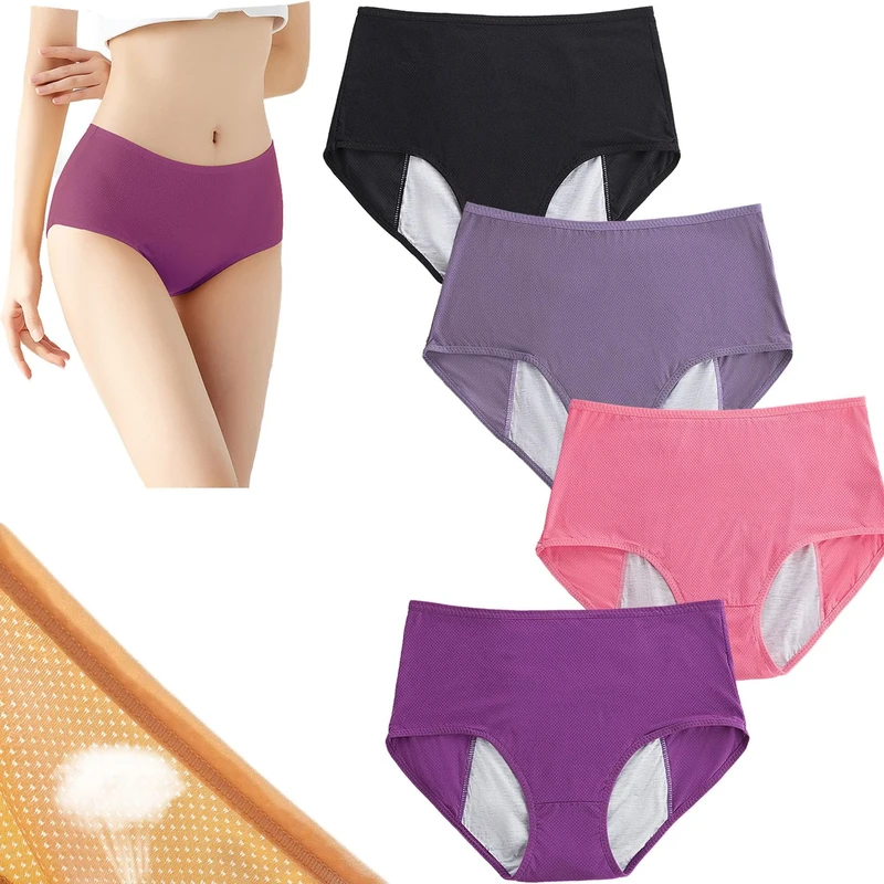 HDSDVNON Women’s Protective Underwear - Leak-Resistant Moisture-Wicking Briefs With Odor Control(4 Pcs a,XL)