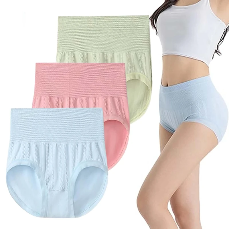 HDSDVNON Women’s High-Waist Leak-Resistant Briefs - Tummy Control Underwear With Lifting Support, Seamless Contouring & Moisture-Wicking Comfort(3pcs-f,L)