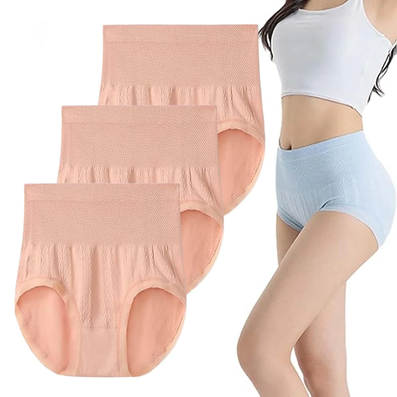HDSDVNON Women’s High-Waist Leak-Resistant Briefs - Tummy Control Underwear With Lifting Support, Seamless Contouring & Moisture-Wicking Comfort(3pcs-b,L)
