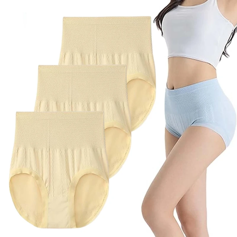 HDSDVNON Women’s High-Waist Leak-Resistant Briefs - Tummy Control Underwear With Lifting Support, Seamless Contouring & Moisture-Wicking Comfort(3pcs-d,L)