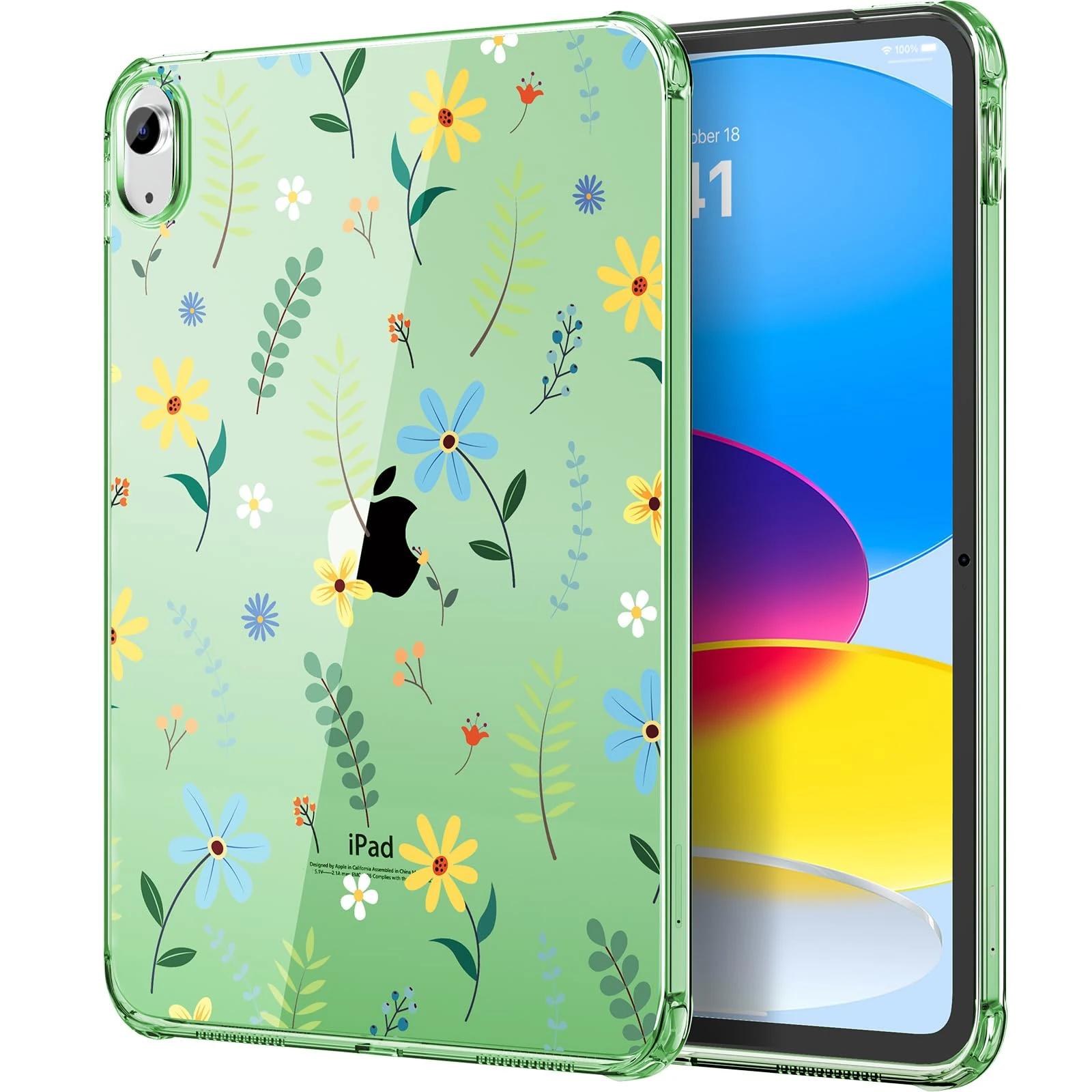 MoKo Clear Case for iPad (A16) 11th Generation 2025 11-inch/10th Generation 2022 10.9 inch, Lightweight Soft TPU, Anti-Scratch Ultra Slim Tablet Cover, Shockproof Impact Resistant, Verdant Flower