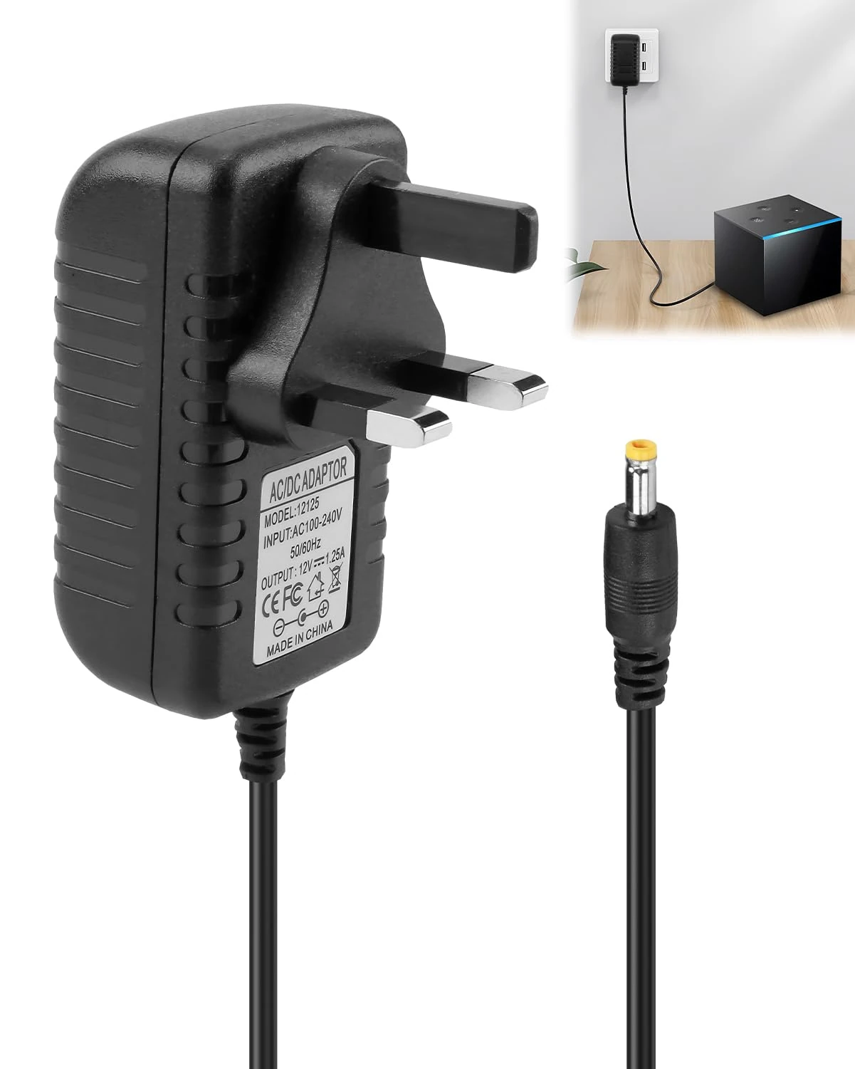 15W Power Supply Charger for Echo Dot (3rd 4th 5th) Gen Dot with Clock Dot Kids Edition Show 5 (1st & 2nd Gen) Spot Pop Fire TV Cube Power Cord Adapter (15W 12V 1.25A, AC)