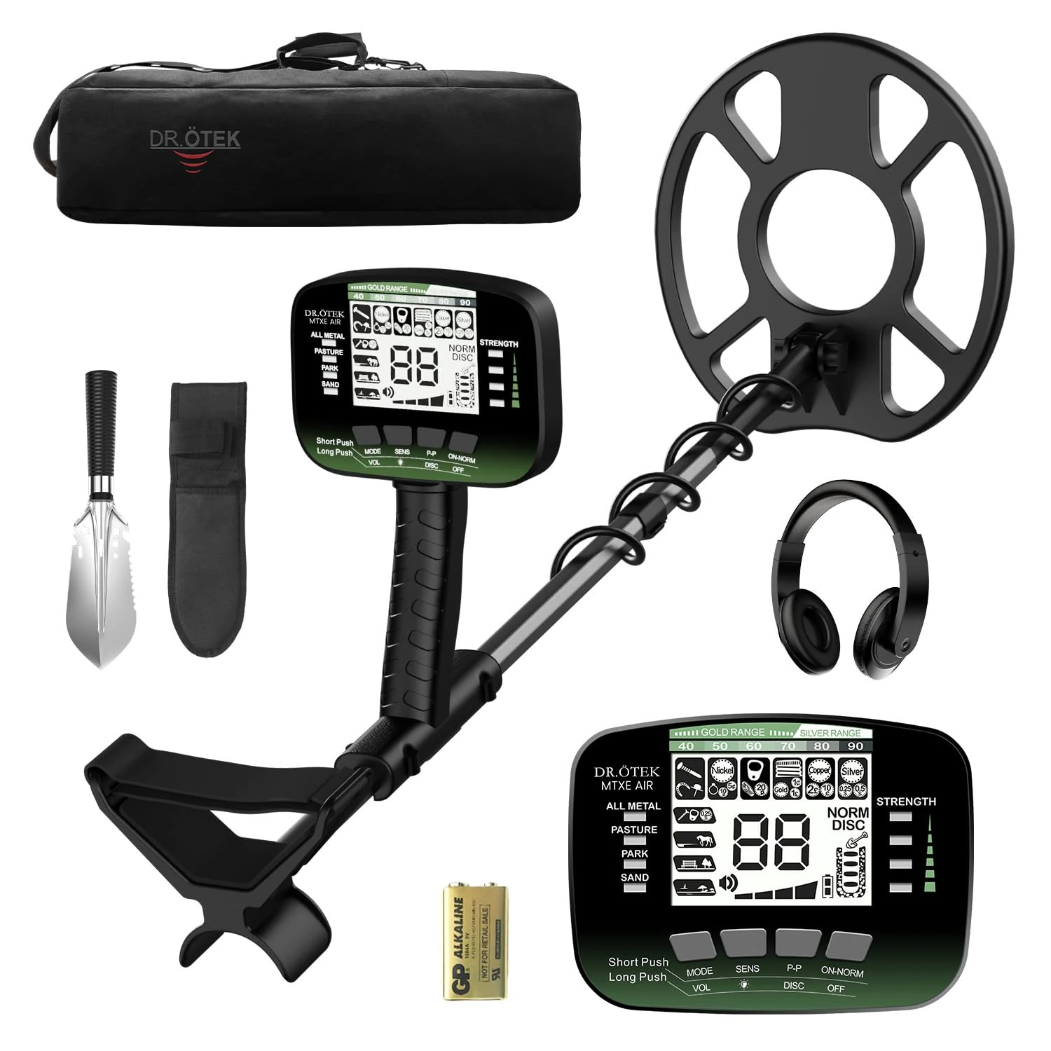 DR.ÖTEK Metal Detector for Adults & Kids, Upgraded Waterproof Gold Detector with Pinpoint & Terrain Modes, One-Click Quick Matching, 6 Modes, Higher Accuracy, Lightweight & Easy to Use, Green