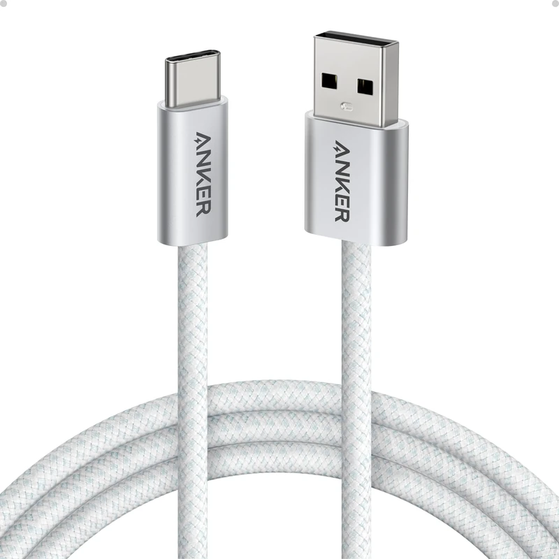 Anker Zolo USB-A to USB-C Charger Cable, 1.8 m Durable Braided Type-C Fast Charging Cable with Slim Connector, Seamless CarPlay, For iPhone 17/16/15, iPad Pro, Samsung Galaxy, More(White)