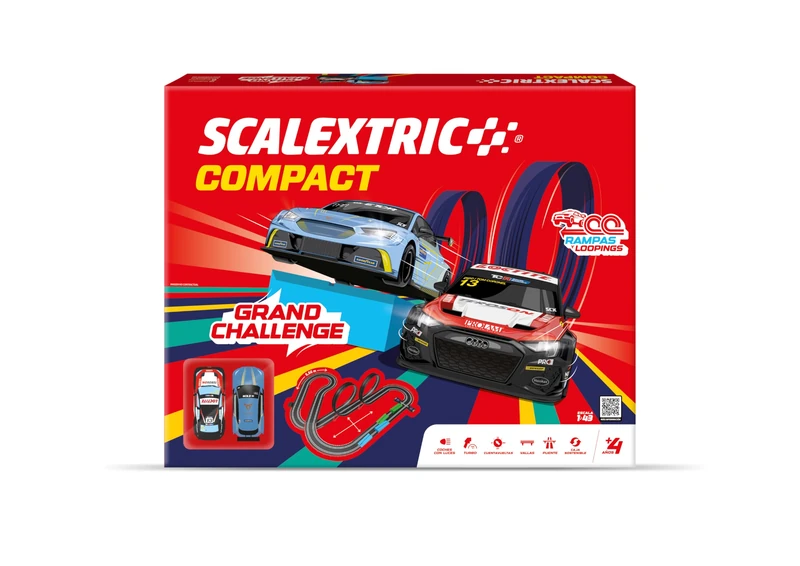 SCALEXTRIC - Compact Circuit - Complete Race Track - 2 Cars and 2 Controllers Included - Scale 1:43 (Grand Challenge)
