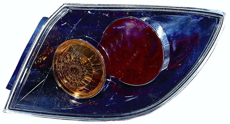 PROPOSTEONLINE Optical Assembly Made for Mazda 3 from 2003 to 2009 Rear Right East with Crystal Glass Black Parable BN8F51170D