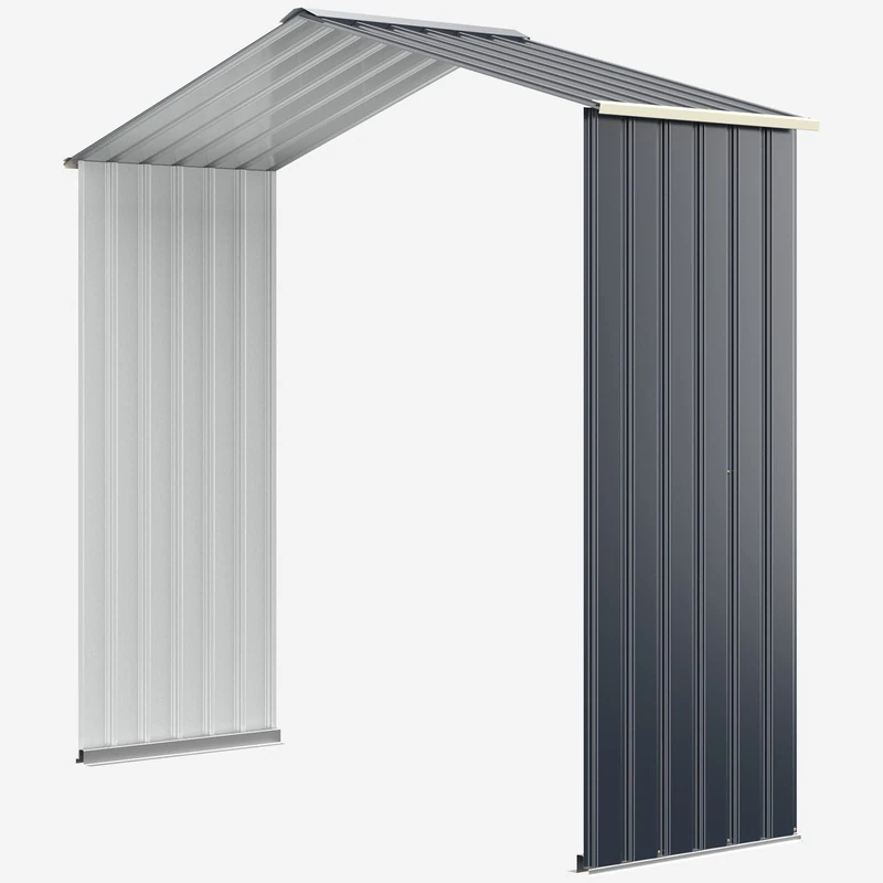 FANTASK Metal Extension Box, Tool Shed 213 x 64 x 195 cm, Lockable Garden Shed with 4 Vents & Sliding Door, Metal Shed, Outdoor - Image 1
