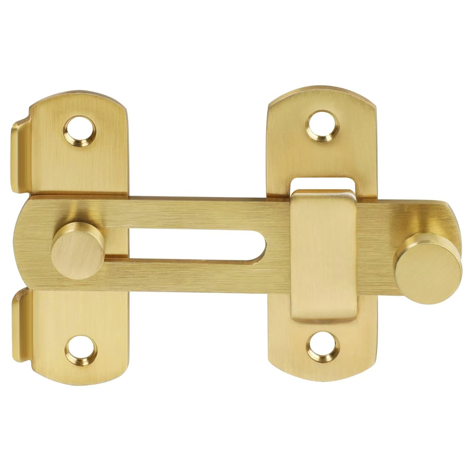 Sayayo Thicker Gate Lock Door Latch Small Gate Bolt Sliding Door Lock for Wooden Gates Internal Door Garden Stainless Steel Gold, 180° 2.5MM Thickness