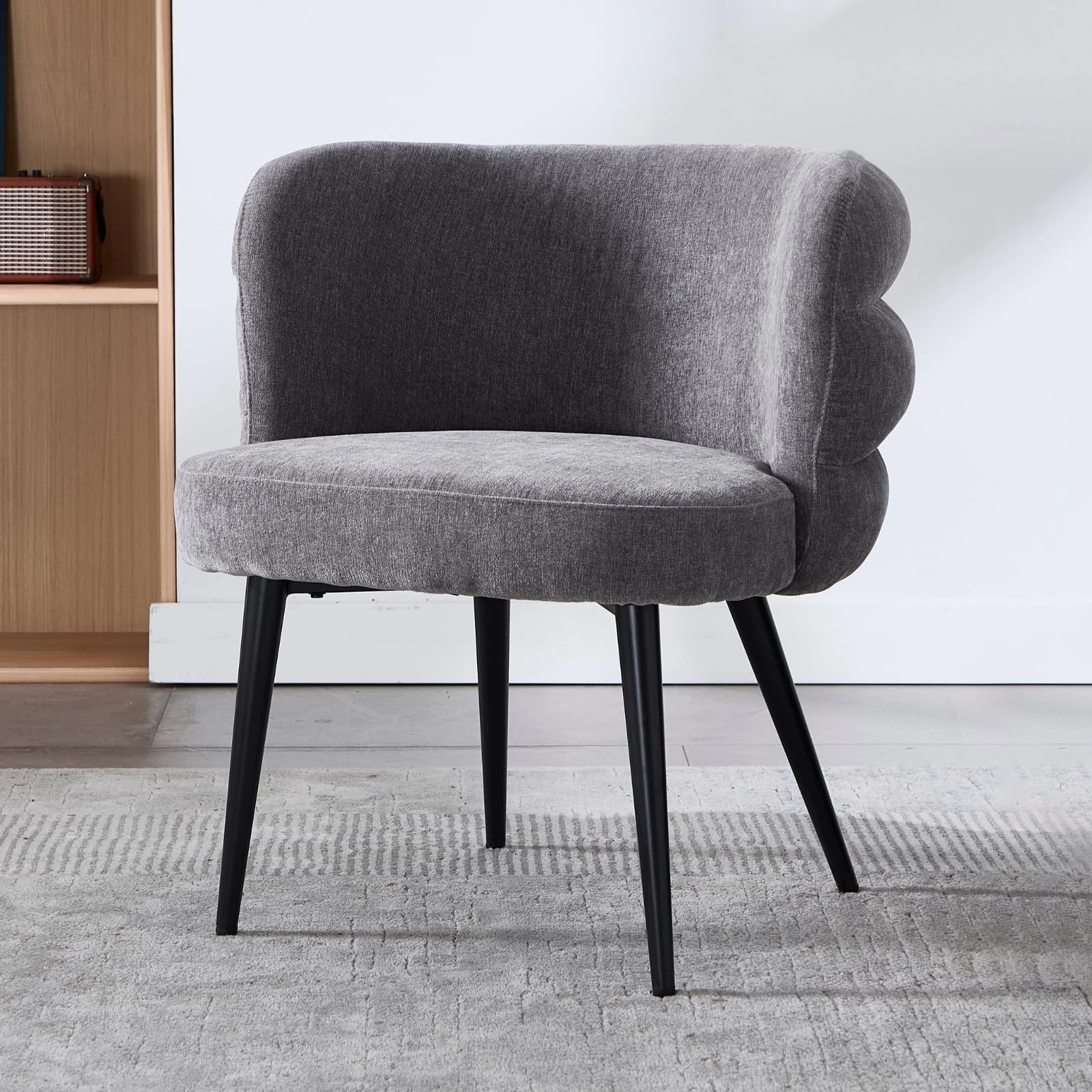 chairus Modern Accent Chair for Living Room Vanity Chair in Chenille Upholstered Occasional Lounge Armchair with Metal Legs (Gray)