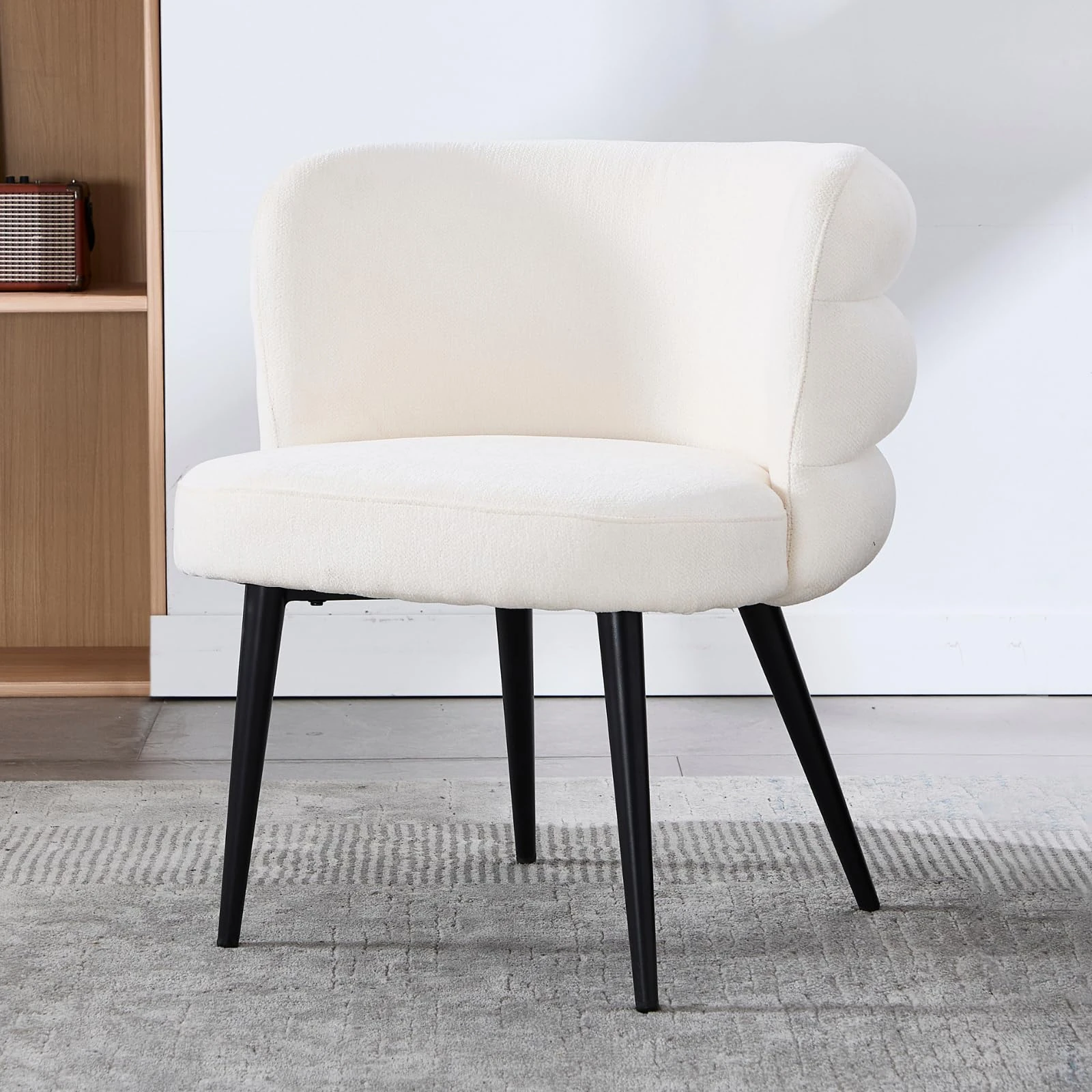 chairus Modern Accent Chair for Living Room Vanity Chair in Chenille Upholstered Occasional Lounge Armchair with Metal Legs (Beige)