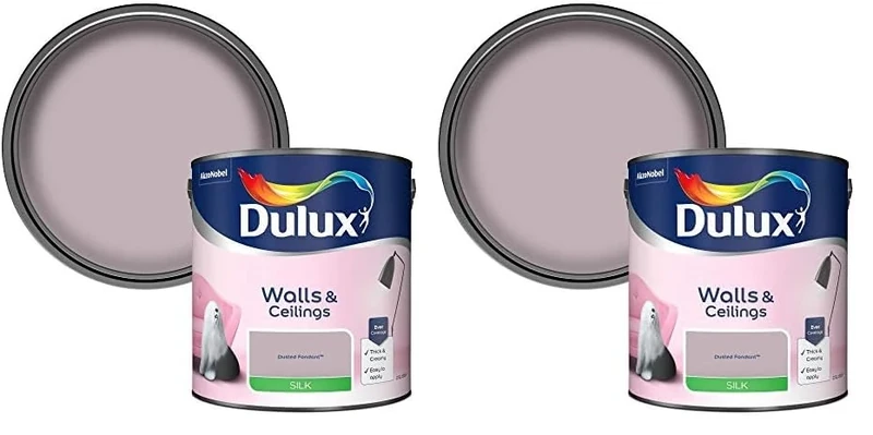 Dulux Silk Emulsion Paint For Walls And Ceilings - Dusted Fondant 2.5 Litres (Pack of 2)